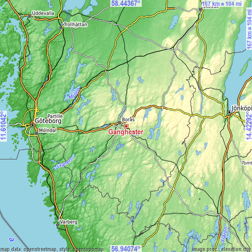 Topographic map of Gånghester