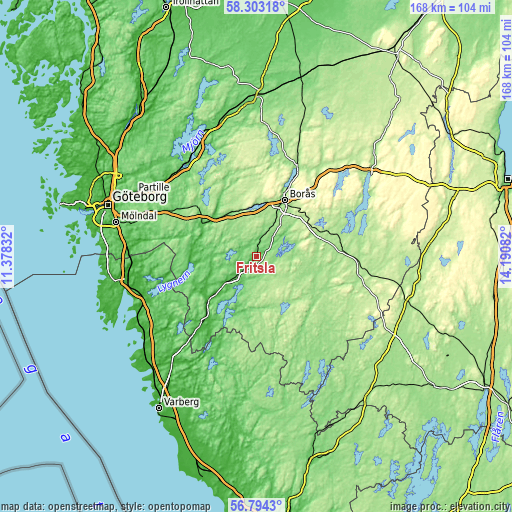 Topographic map of Fritsla
