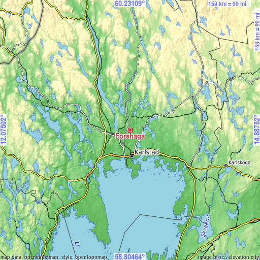 Topographic map of Forshaga