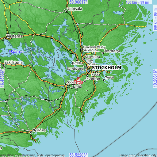 Topographic map of Fittja