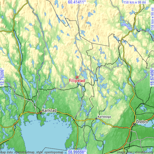 Topographic map of Filipstad