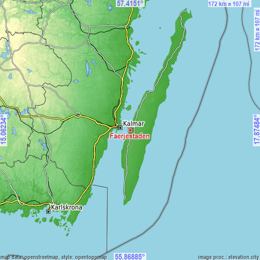 Topographic map of Färjestaden