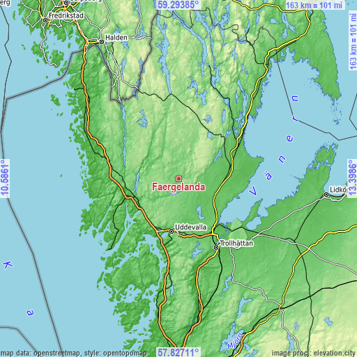 Topographic map of Färgelanda
