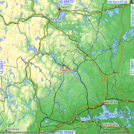 Topographic map of Fagersta