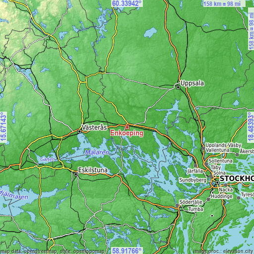 Topographic map of Enköping
