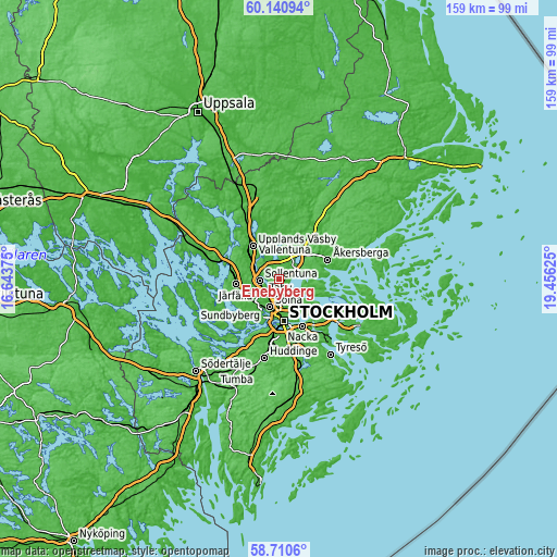 Topographic map of Enebyberg