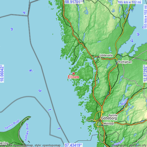 Topographic map of Ellös