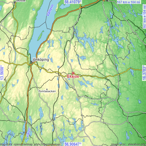 Topographic map of Eksjö