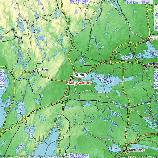 Topographic map of Ekeby-Almby
