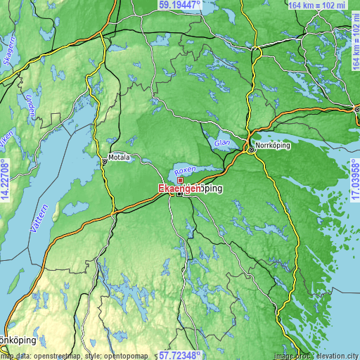 Topographic map of Ekängen