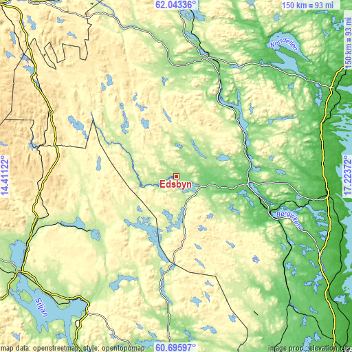 Topographic map of Edsbyn