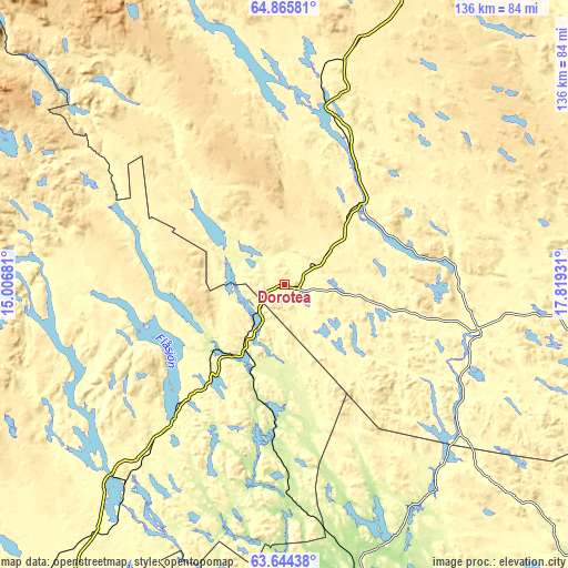 Topographic map of Dorotea