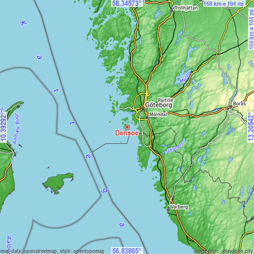 Topographic map of Donsö