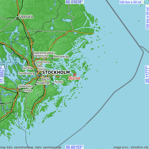 Topographic map of Djurö