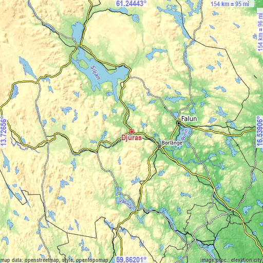 Topographic map of Djurås