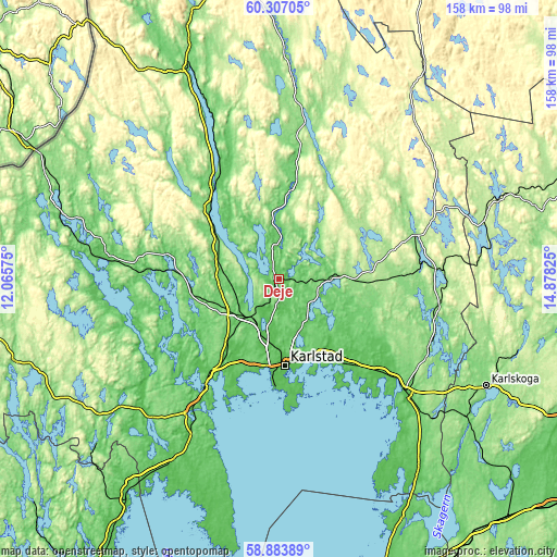 Topographic map of Deje