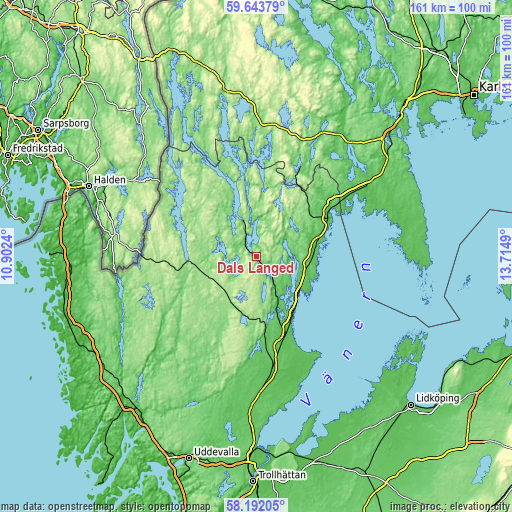 Topographic map of Dals Långed