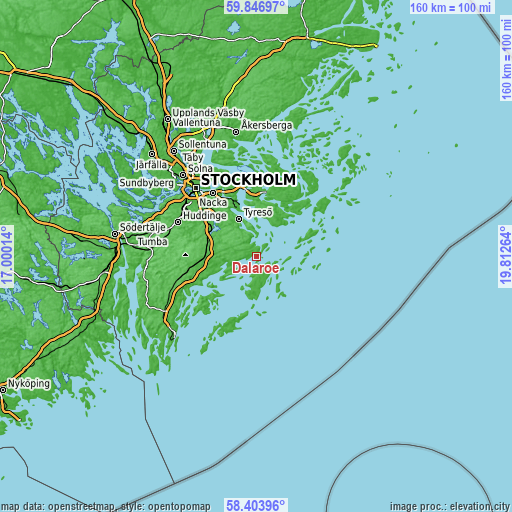 Topographic map of Dalarö