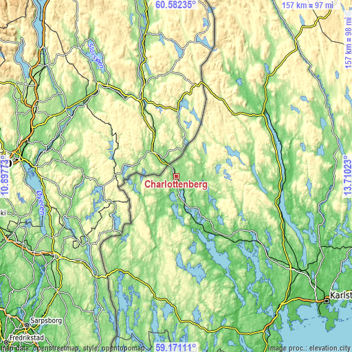 Topographic map of Charlottenberg