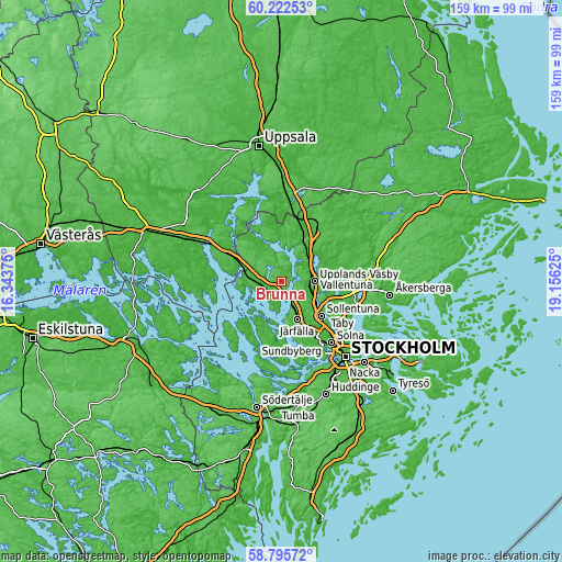 Topographic map of Brunna