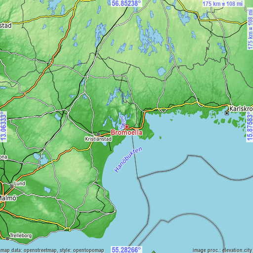 Topographic map of Bromölla