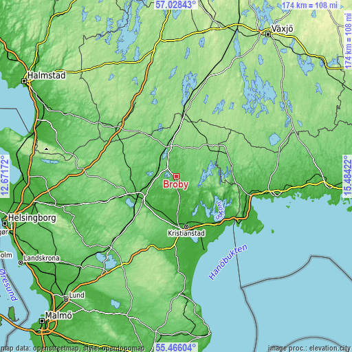 Topographic map of Broby