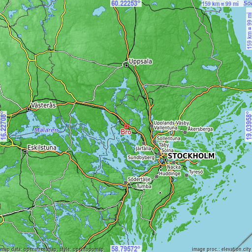 Topographic map of Bro