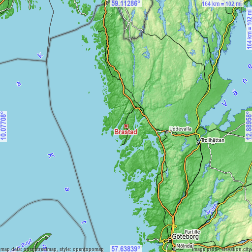 Topographic map of Brastad