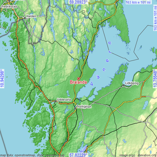 Topographic map of Brålanda