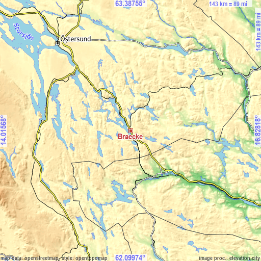 Topographic map of Bräcke