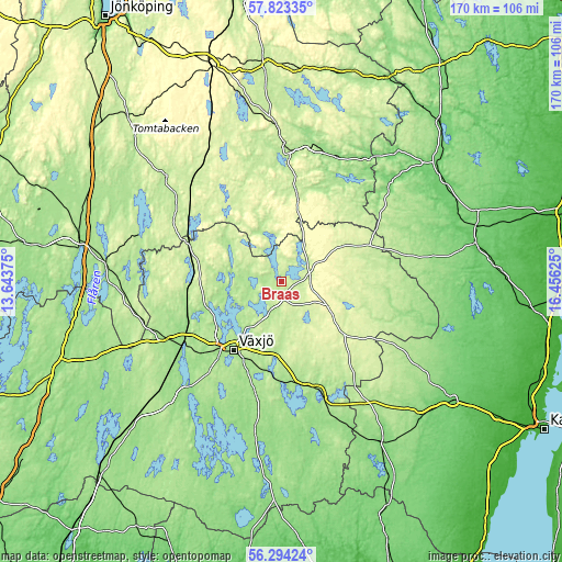 Topographic map of Braås