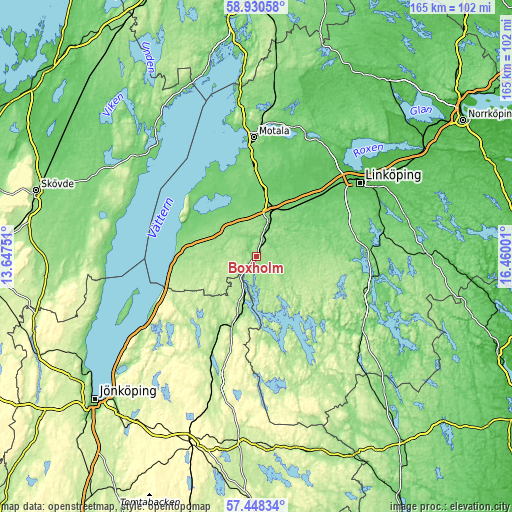 Topographic map of Boxholm