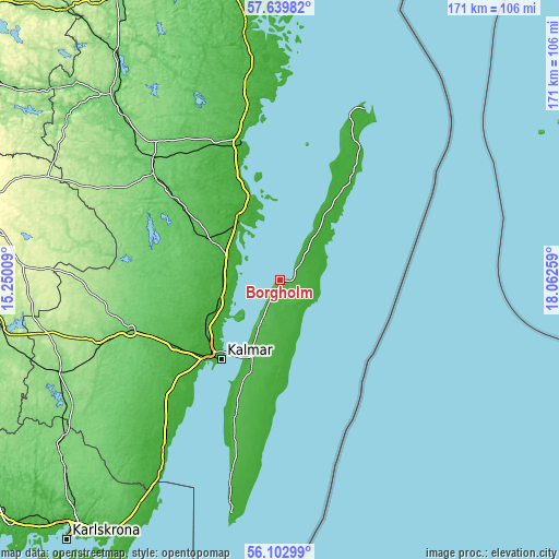 Topographic map of Borgholm