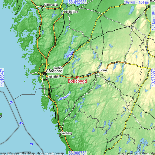 Topographic map of Bollebygd
