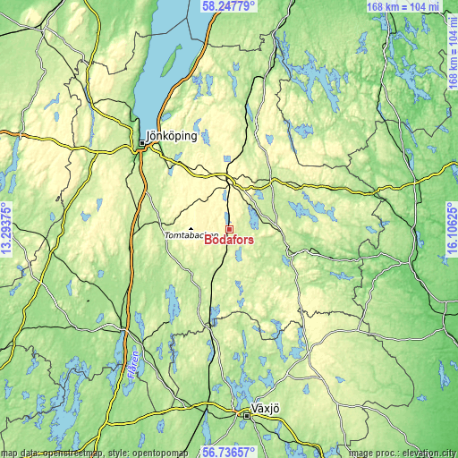 Topographic map of Bodafors