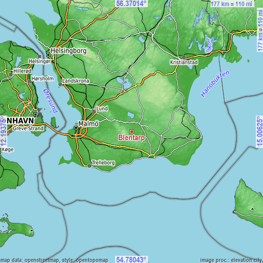 Topographic map of Blentarp