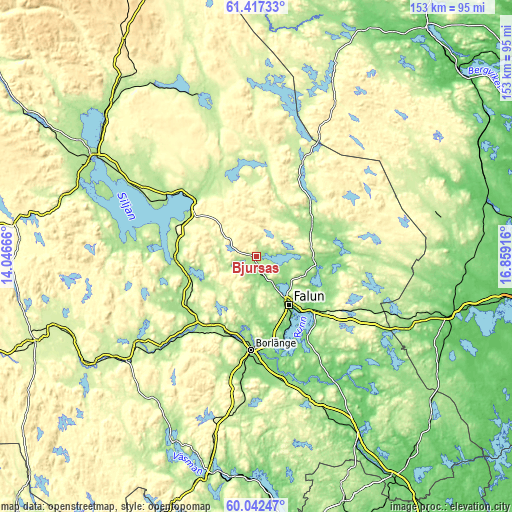 Topographic map of Bjursås