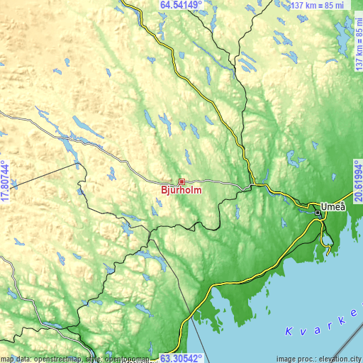 Topographic map of Bjurholm