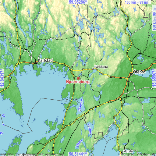 Topographic map of Björneborg