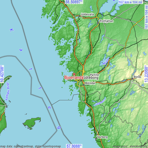 Topographic map of Björlanda