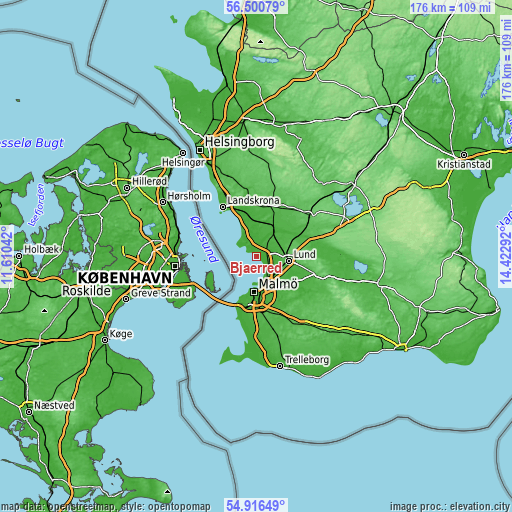 Topographic map of Bjärred