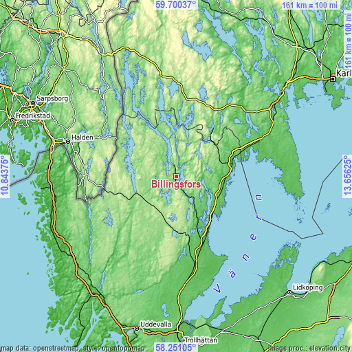 Topographic map of Billingsfors