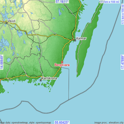 Topographic map of Bergkvara