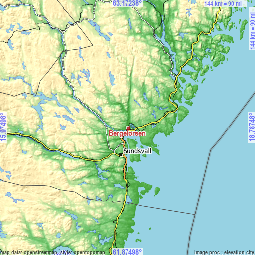 Topographic map of Bergeforsen