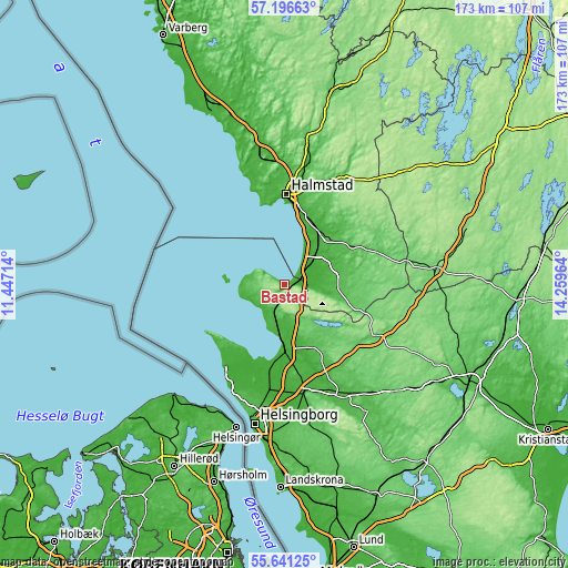 Topographic map of Båstad