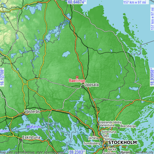 Topographic map of Bälinge