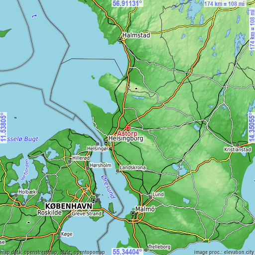 Topographic map of Åstorp