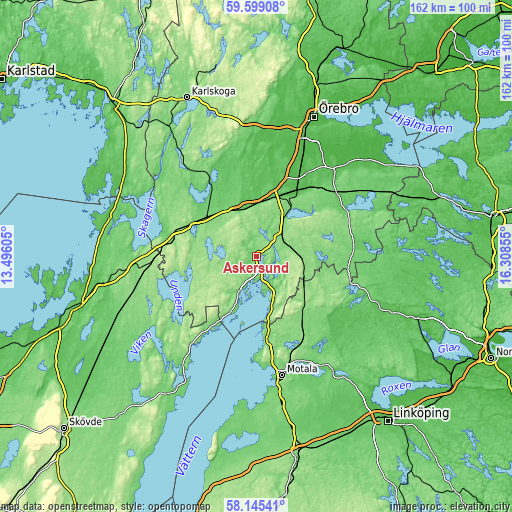 Topographic map of Askersund