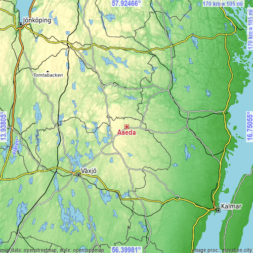 Topographic map of Åseda