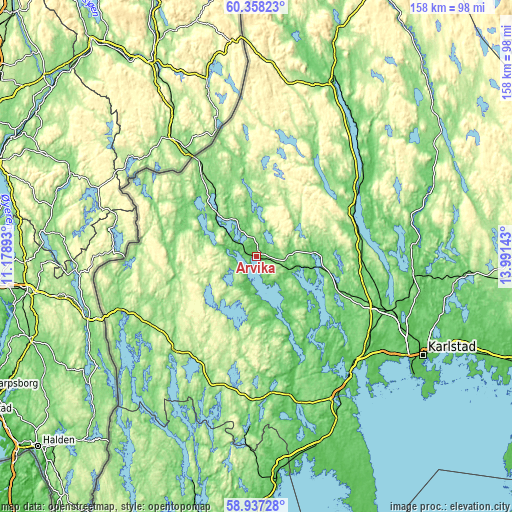 Topographic map of Arvika